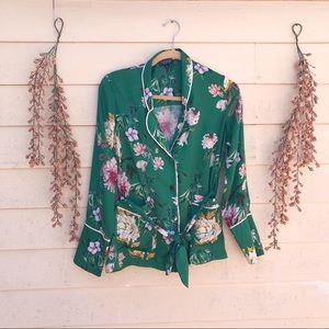 TopShop Floral Green Pajama Top